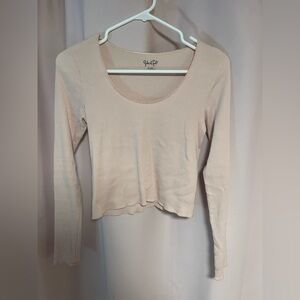 Brandy Melville Light Pink Fitted Crop Shirt